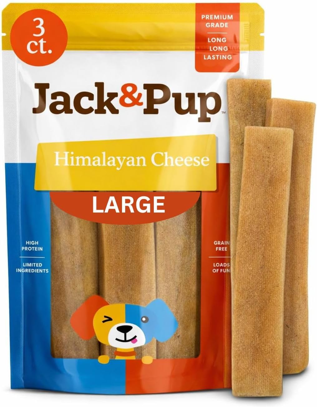 Jack & Pup Himalayan yak cheese chews, three count large bag